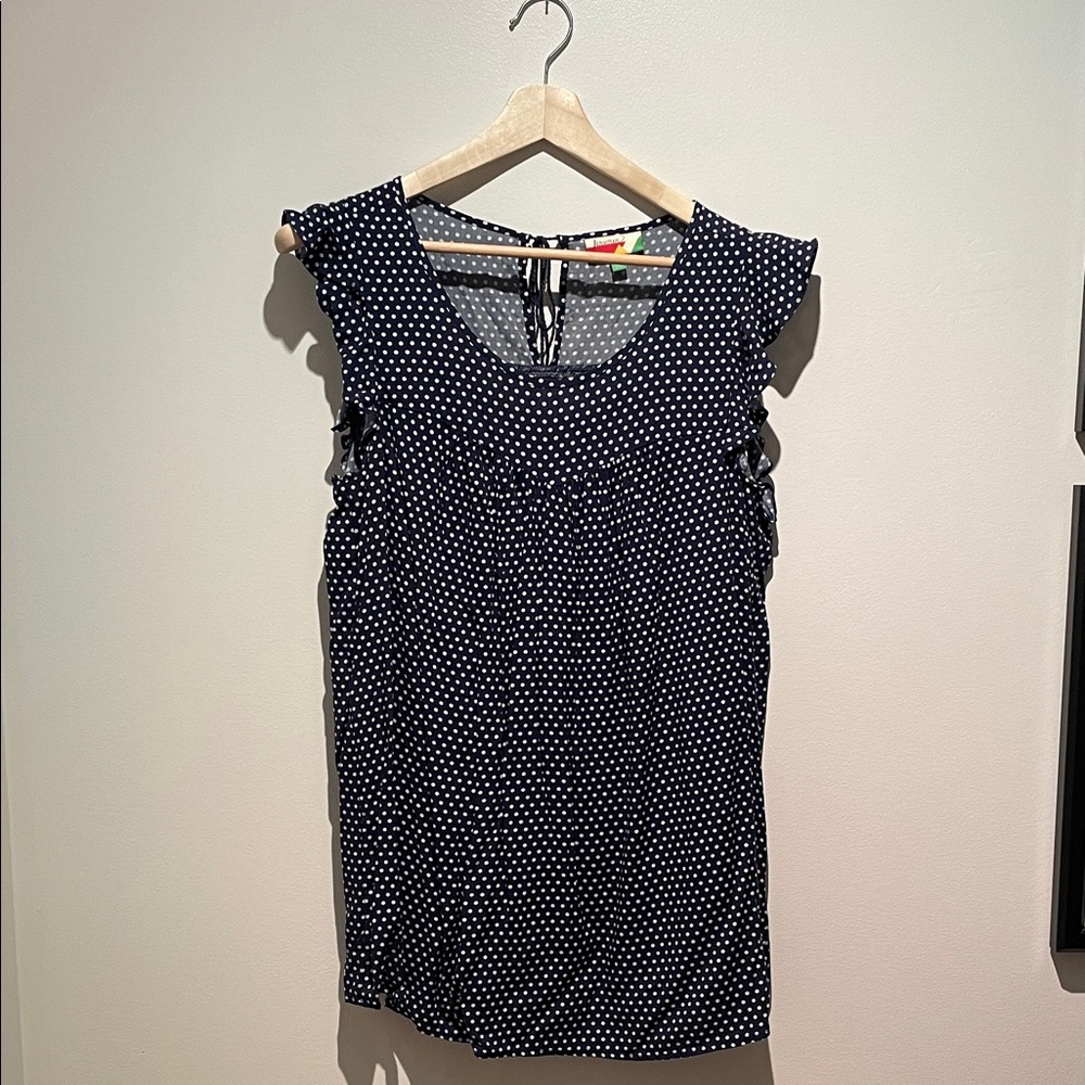 NWOT Navy Polka Dot Blouse